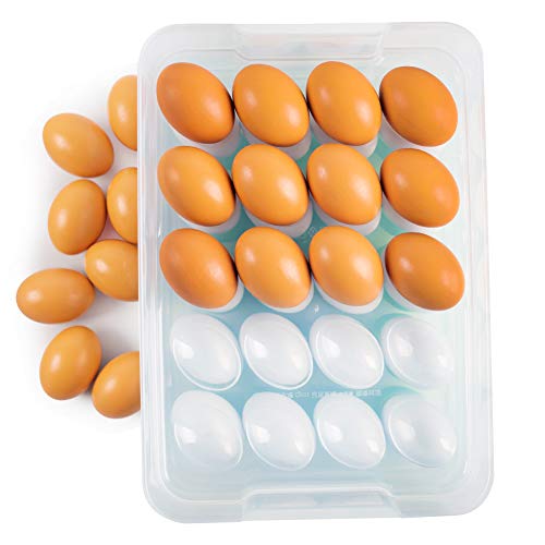 HANSGO Egg Holder, 3-Layer Deviled Egg Tray with Lid Egg Carrier Box Dispenser Container with Handle for 60 Eggs