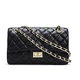Women's Chain Quilted PU Leather Shoulder Bag (11', Black)