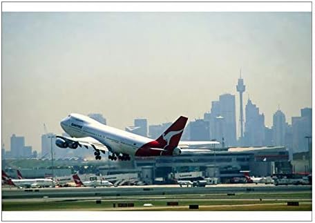 Media Storehouse A1 Poster of Airports Sydney with Qantas Boeing 747 taking-off (1565707)