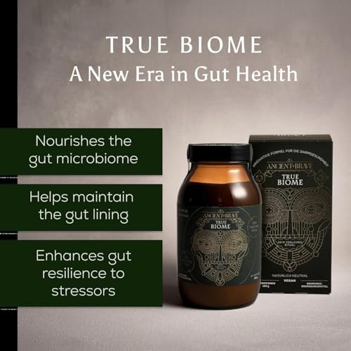 Ancient + Brave True Biome Fibre & Gut Health Powder – Prebiotics, Postbiotics & L-Glutamine – PHGG Soluble Fibre for Digestive Health, Microbiome Balance