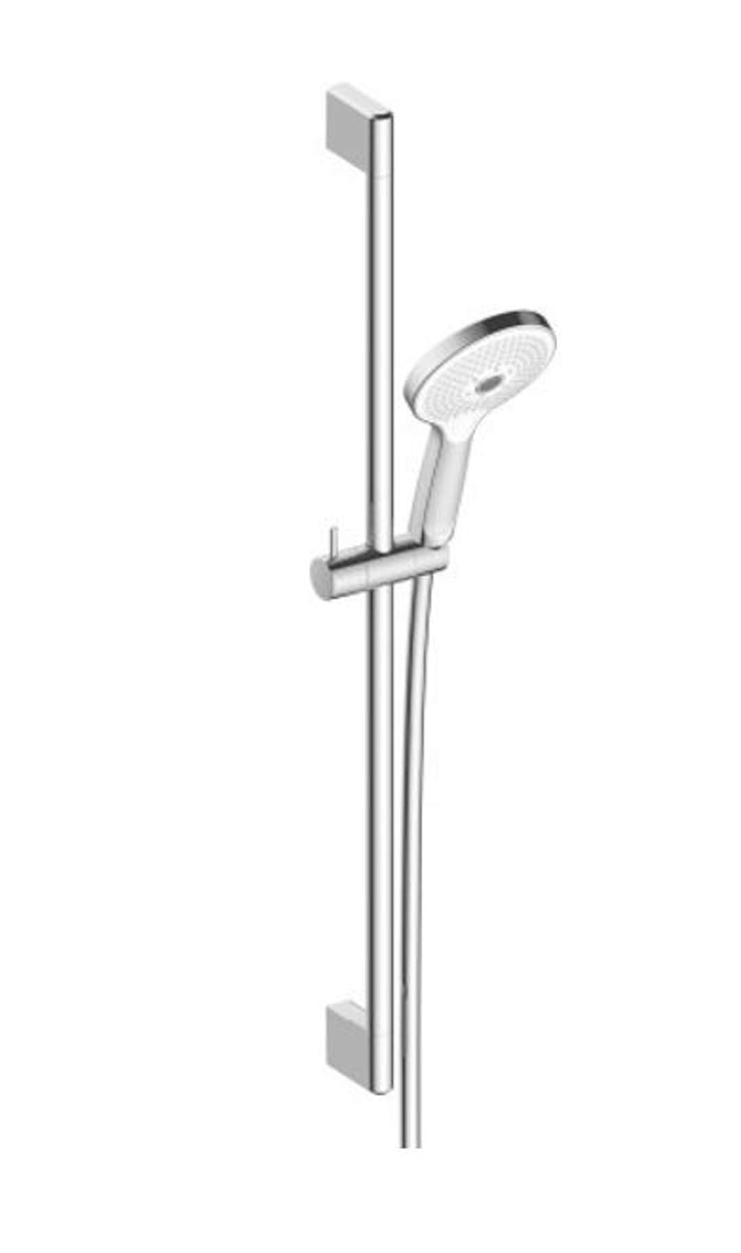 Duravit Universal Shower System, Shower Set with 3jet Types (Rain, Pulse, Mono)), Shower Rail (700 mm) with Adjustable Shower Holder, Shower Hose with Anti-Twist Protection, Chrome/White