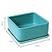 MyGift Modern Turquoise Ceramic Square Indoor Small Planter, Flower Succulent Plant Pot with Drainage Hole and Removable Drip Tray