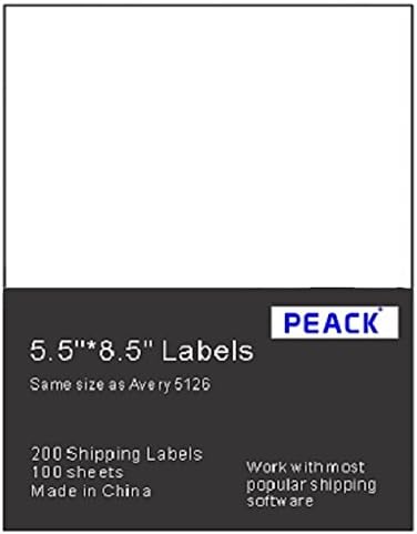 Half Sheet Self Adhesive Shipping Lablels for Laser & Inkjet Printers, 5.5" 8.5", 200pcs/pack, Same size as 5126