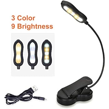 Rechargeable Book Light, Clip on LED Book Lamp 3 Colors x3 Levels Eye Care Reading Lights, Up to 60 Hours Reading, Lightweight, Ideal for Bookworms, Kids (Warm & White, 9 Levels)