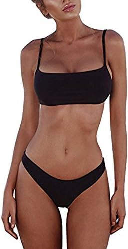 ROVLET 2018 Sexy Push up Padded Brazilian Bikini Set Swimwear Swimsuit Beach Suit Bathing Suits (Small, Black)