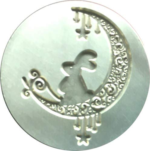Bunny Rabbit Inside Mandala Moon with Stars 1.2" Diameter Deluxe Wax Seal Stamp by Seasons Creations