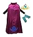 American Vogue Elsa Coronation Dress Costume + Cape + Gloves + Tiara Crown (7 Years, Blue-Purple)