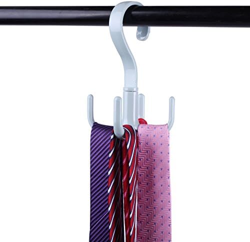Cinlv 1pc Wardrobe Supreme 4 Hooks Scarf Belt Tie Hat Organizer Hanger Holder Light Blue