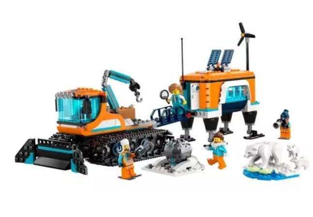 LEGO City Exploration Arctic Explorer Truck and Mobile Lab 60378 Building Set for Ages 6+ with a Tracked Vehicle, Laboratory on Skis, Meteorite, Snow Landscape, 4 Minifigures and 3 Polar Bear Figures