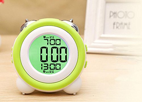 Zinnor Toddler Stay-In-Bed Light Clock, Simple LED Cute Mini Portable Alarm Clock - Teaches Child When Ok-to Wake Up + Kids Alarm or Night-light (Green)