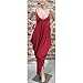 QIYUN.Z Red Spaghetti Strap Deep V Backless Sleeveless Casual Loose Rompers Jumpsuit