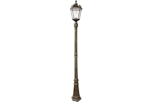Gama Sonic Outdoor Solar Lamp Post Light, Weathered Bronze Aluminum and Beveled Glass Panels, 10-Year Royal Bulb, Warm White LED with Omni-Direction Reflector, 87" Height, 98B301 (Upgraded Panel)