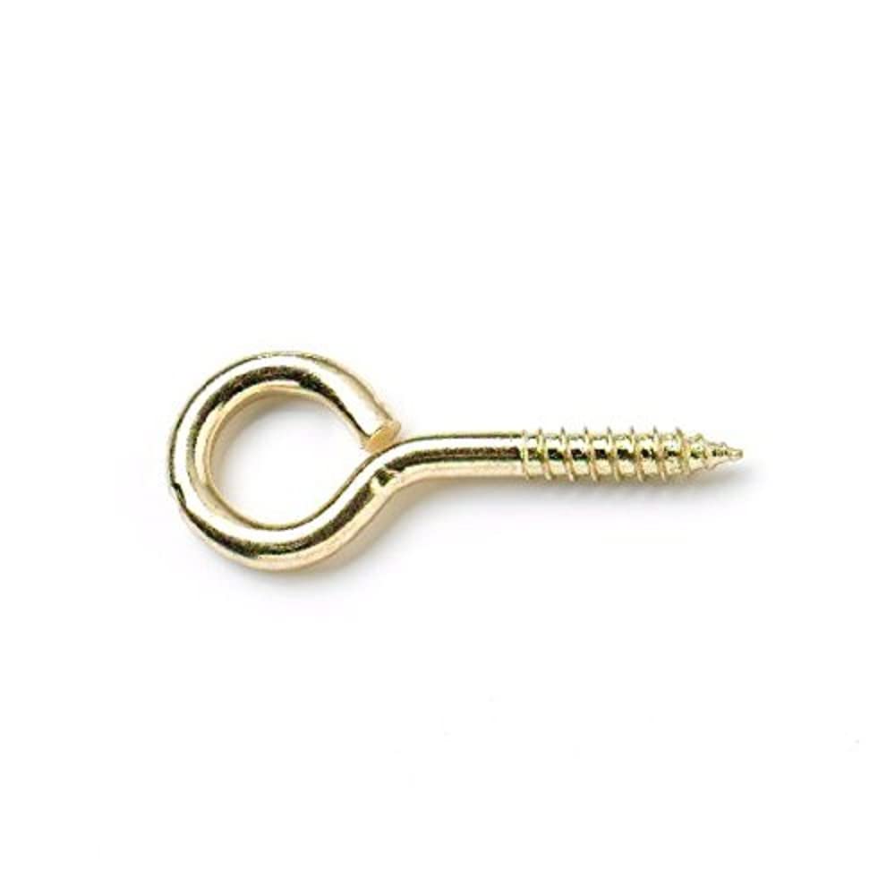 Merriway BH05411 (100 Pcs) Screw Eye Electro-Brassed Steel 25 mm - Pack of 100 Pieces