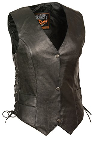 Milwaukee Women's Classic Side Lace Leather Vest (Black, XX-Large)