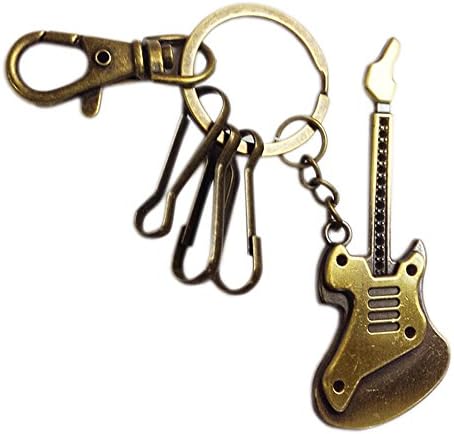 Viawow Guitar Shaped Bronze Bag Charm Keychain Keyring Car Key Ring Chain(K072)