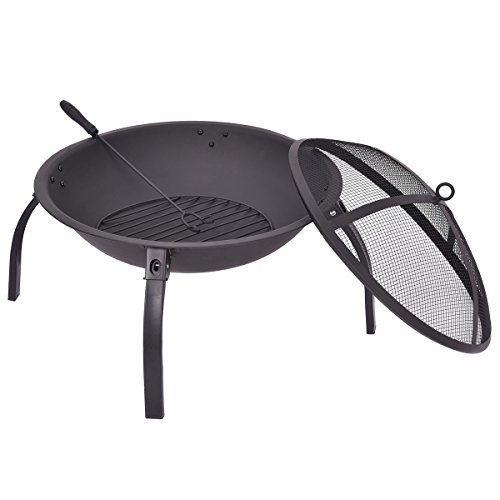 Giantex-22-Outdoor-Metal-Firepit-Backyard-Patio-Garden-Round-Stove-Fire-Pit-With-PokerRound