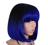 ASX Design Full Fringe Short Bob Hairstyle Cosplay Full Wig Wine Red Color