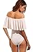 Verdusa Women's Off The Shoulder Short Sleeve Ruffle Bodysuit