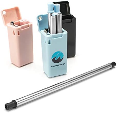 Unilive Collapsible Reusable Stainless Steel Straw - Portable Folding Drinking Straw Food-Grade Metal Drinking Straws and Straws Travel Carrying Case - 3 Pack