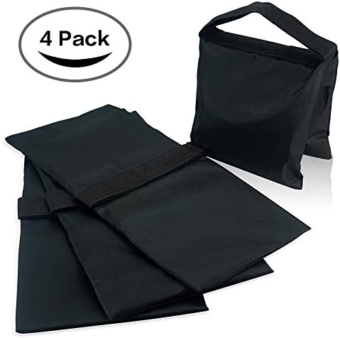 4 Pack Sandbag Heavy Duty Saddlebag Design for Photography Light Stands Boom Arms Tripods Black