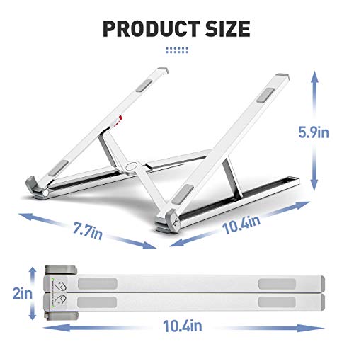 Portable Laptop Stand Adjustable Aluminium Alloy Laptop Stand Foldable Ventilated for MacBook and Notebook Silver