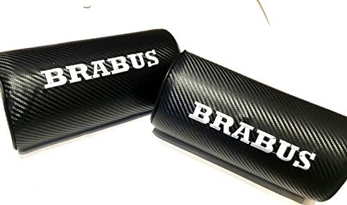 Brabus Logo Emblem 3D Black Soft Carbon Fiber Weave CF Neck Pillow Foam Cushion Pad Head Support Neck Rest Car Headrest, Fits All Mercedes-Benz MB AMG Maybach Daimler Mercedes Benz Models