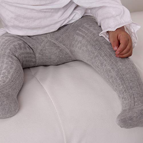 3 Pack Newborn Baby Leggings Cotton Seamless Baby Tights Toddler Infant Footed Stocking Pantyhose for Baby Boys Girls (12-24 Months, Black White Grey)