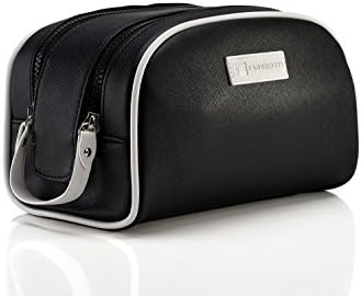 Toiletry Bag For Men & Women | Leather Dopp Kit, Shaving & Cosmetic Bag by Fabbrotti (Black)