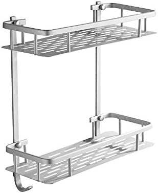 Bathroom Shower Caddy Shelf (2 tier 12 Inch Aluminum) Basket Organizer Wall Mounted