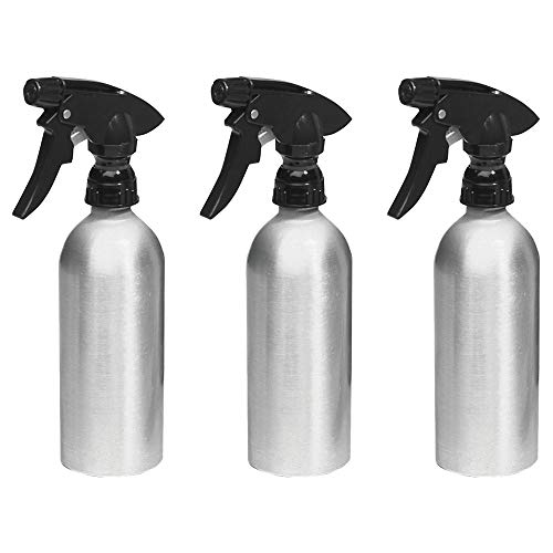 mDesign Rustproof Aluminum Spray Bottles, Trigger - Pack of 3, 12-oz, Brushed/Black