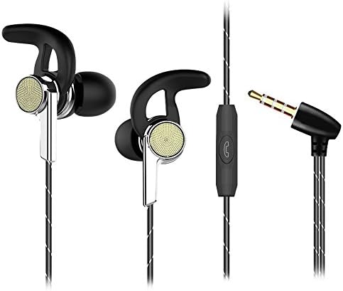 Earbuds, Stereo In Ear Headphones with Microphone and Remote Control for Running Workout for iphon 6 iphon 6s Glaxy s7 Glaxy s8 Cellphone with 3.5mm Jack(Black)
