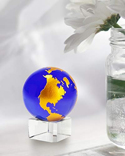 The Paragon 1½ Diameter Blue Crystal Globe Collectible Figurine, Decorative Office Decor Paperweight Globe with Stand