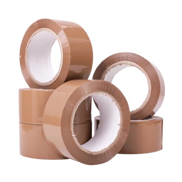 6 pack (48mm X 92m) (100 Yards) Strong brown parcel packaging tape for parcel and boxes. Strong Tape for moving house - Heavy duty packing rolls provide strong secure and sticky seal - Extra long tape