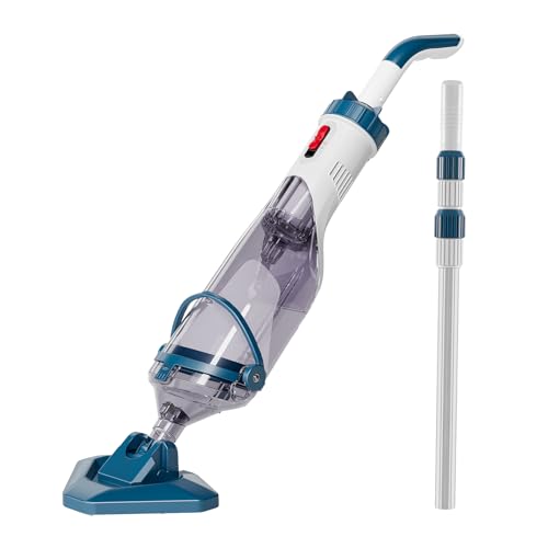 Enhulk Powerful Swimming Pool Vacuum Cleaner, Handheld Rechargeable Pool Hoover with Telescopic Pole, Up to 60 min Runtime, Suction up to 4200L/H, Ideal for Above Ground & Inground Pool, Spas