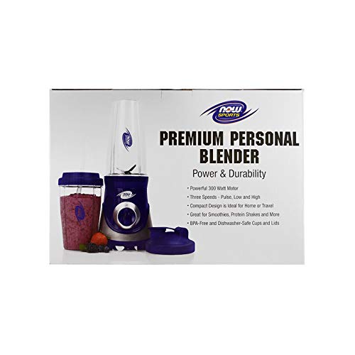 NOW Sports Nutrition, Personal Blender with Two BPAFree and DishwasherSafe Cups and Lids, 300