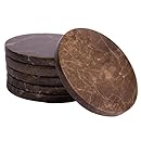 CraftsOfEgypt Set of 6 - Brown Marble Stone Coasters  Polished Coasters  3.5 Inches (9 cm) in Diameter  Protection from Drink Rings