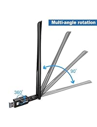 Adaptador Wifi USB 1200 Mbps, USB 3.0 Red Inalámbrica WiFi Dongle con antena 5dBi para PC Desktop Laptop Tablet, doble correa 2.4 G 5G 802.11 ac, compatible con Windows 10 8 8.1 7 Vista XP 2000, MAC OS 10.4   10.12