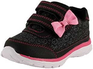 Geers Girls Toddler 1348 Black Velcro Strap Bow Casual Fashion Sneaker - 10 M US Toddler