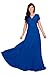 KOH KOH Womens Long Sexy Cap Short Sleeve V-neck Flowy Cocktail Gown Maxi Dress, Cobalt / Royal Blue 3X 22-24 (4)