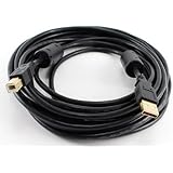 Cablesonline, 20 Feet Hi-Speed USB 2.0 A-Male to B-Male Cable with Two Ferrite Cores, 20-awg, Gold Plated, Black, (Usb2-ab20k