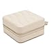 WOLF Caroline Zip Travel Case, Ivory - Seven Ring Rolls, Four Compartments, Three Necklace Hooks & Pocket - Anti-Tarnish LusterLoc Lining