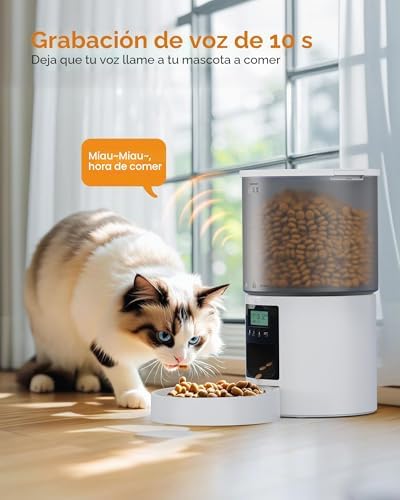 Caixa Automática para Gato: Máquina de Comida para Gato com Temporizador - Comedouro com Comedouro Automático - Dispensador Automático de Comida Seca para Gatos e Cães 4L Branco