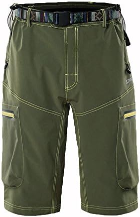 Ynport Crefreak Men's Fast Dry Loose Fit MTB Shorts Mountain Bike Cycling Pants with Belt(No Padding)