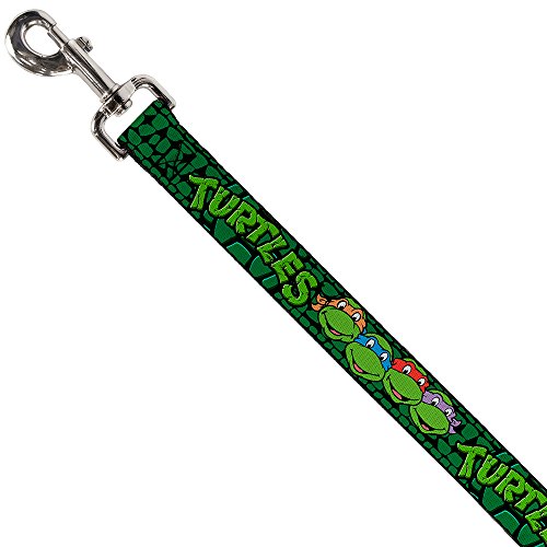 Buckle-Down "Classic Tmnt Group Faces/Turtles Turtle Shell Black/Green" Dog Leash, 6'