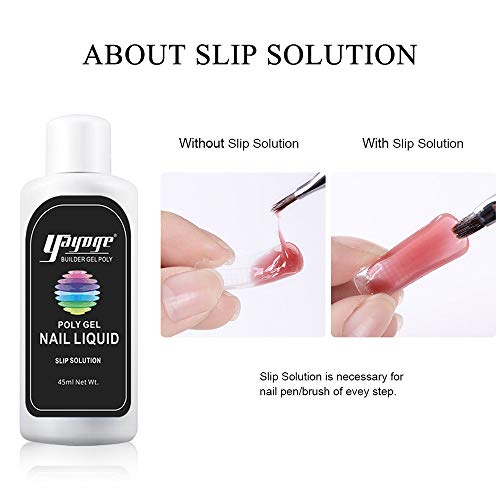Yayoge Poly Gel Nail Kit - Glitter Poly Extension Nail Gel Kit with Slip Solution Base Top Coat Nail Builder Gel Kit for Nail Manicure Professional All-in-One French Kit