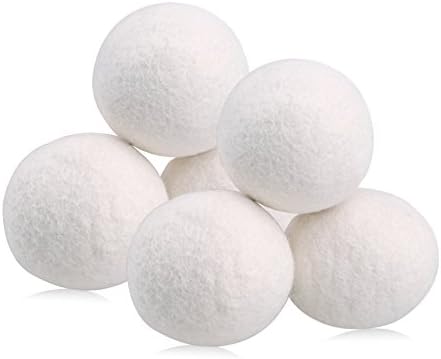 Wool Dryer Balls,Pack of 6 Natural Handmade Felted Wool Clothes Dryer Ball Reduce Wrinkles Anti Static and Reusable 2.8 Inch XL