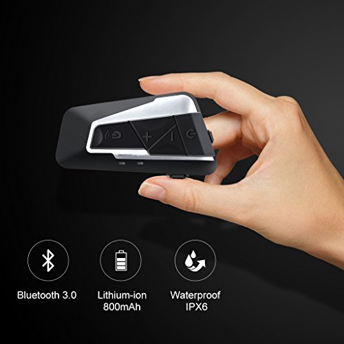 AUTOLOVER Bluetooth Motorcycle Intercom 1200M Helmet Headset Communication System with Microphones for MP3 Player/GPS/Walkie-Talkie, Hands Free & FM Radio (Dual) - Thumbnail 6