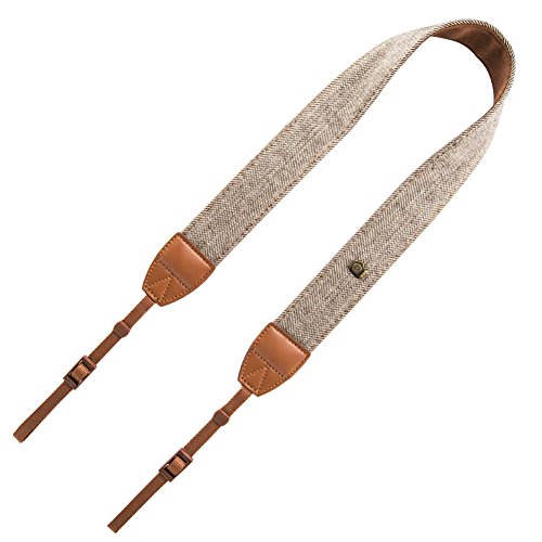 DSLR / SLR Camera Strap - Wolven Camera cotton canvas Neck Shoulder Belt Strap for Nikon Canon Samsung Pentax Sony Olympus Fujifilm Instax Polaroid Pringo - Brown