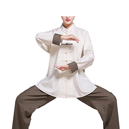 KIKIGOAL Linen Unisex Chinese Traditional Tai Chi Uniforms Kung Fu Clothing Long Sleeve Tang Suit Martial Arts Wear