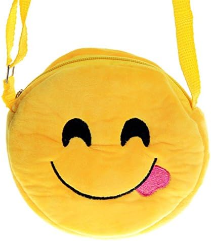 Funny Emoji Crossbody Messenger Bag Adurable Emotion Plush Shoulder Bag (Glutton)